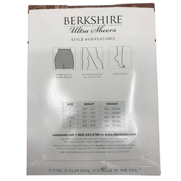 Berkshire Ultra Sheer Control Top Pantyhose 1 Reinforced Toe Women's Utopia 4419 - Picture 2 of 3